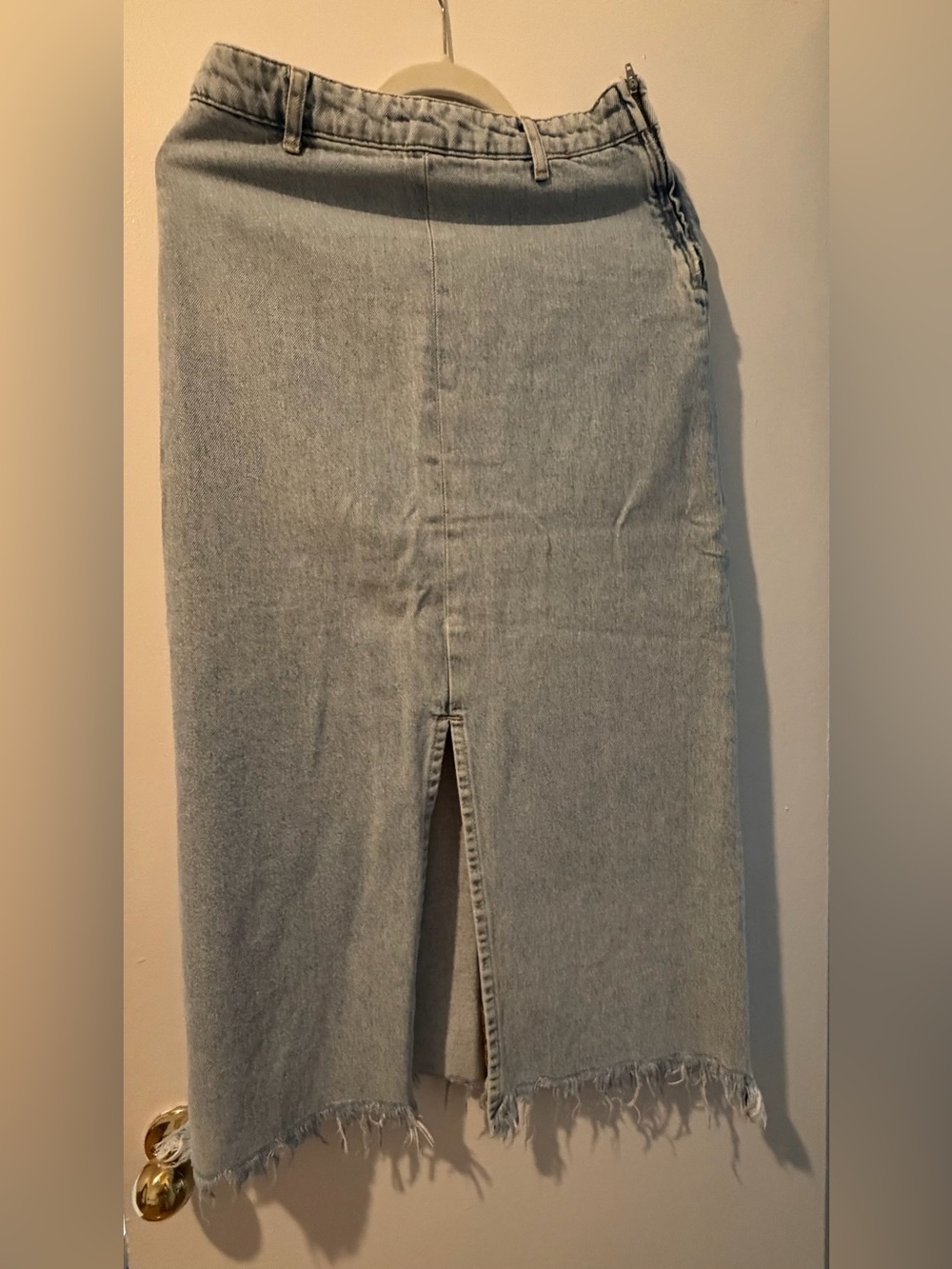 Zara Light Wash Denim Midi Skirt with Front Slit Size M perfect condition